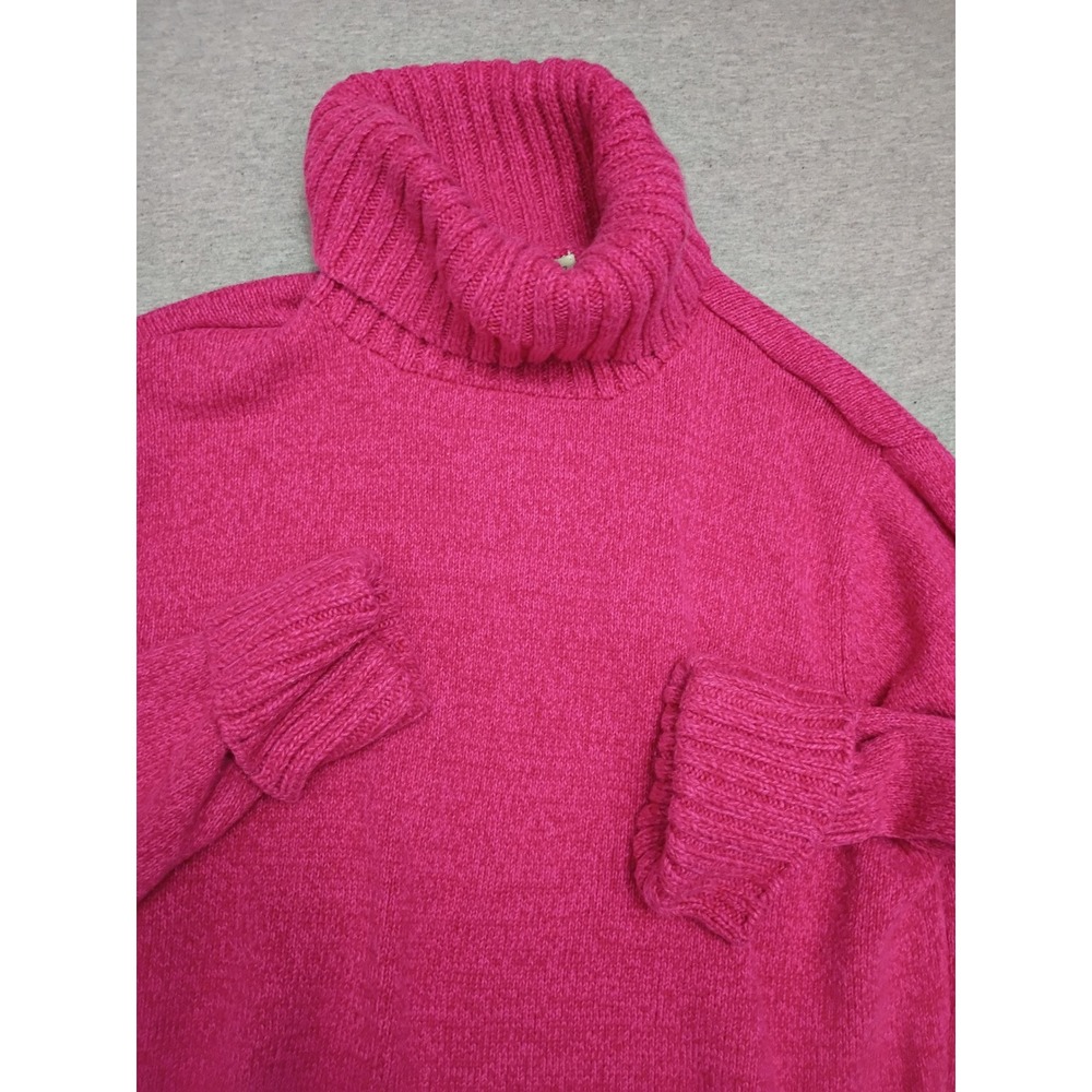 LL Bean Womens Pink Cotton Blend Turtleneck Sweater Size Large Magenta 272820